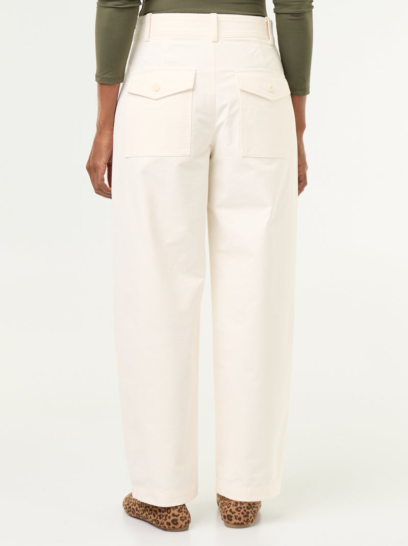 Einfarbige weite Hose Blanc - Kiabi