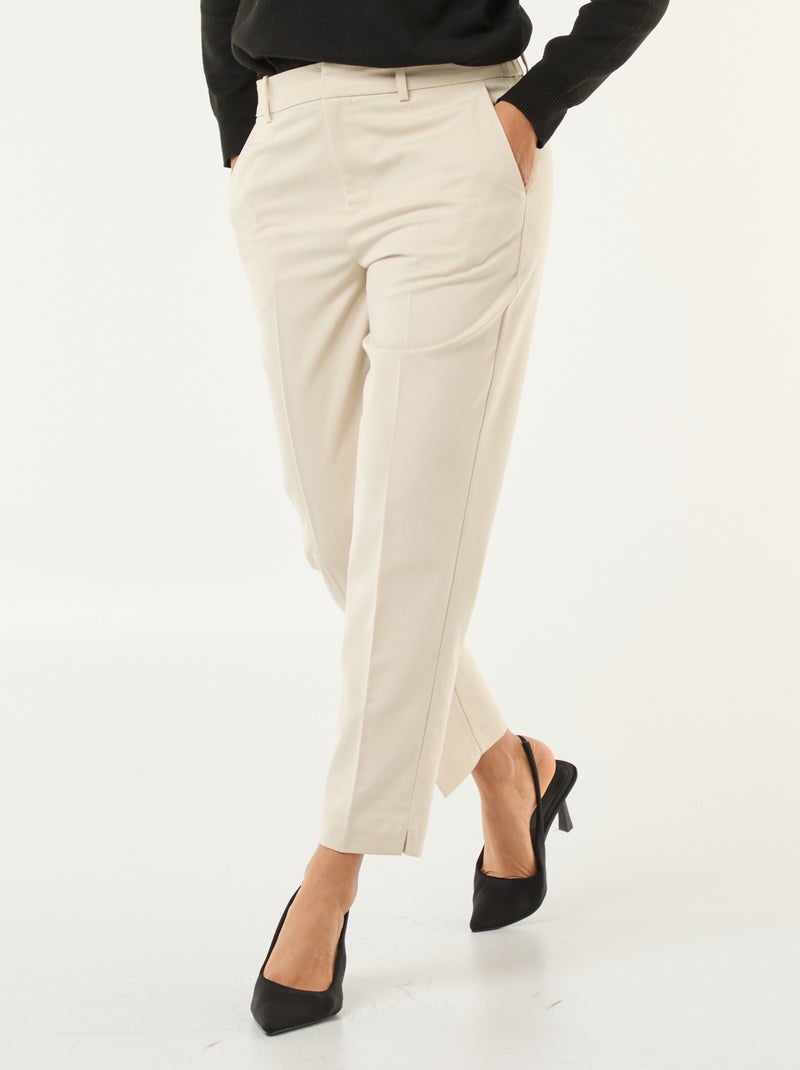 Einfarbige Zigarettenhose mit 2 Taschen Beige - Kiabi
