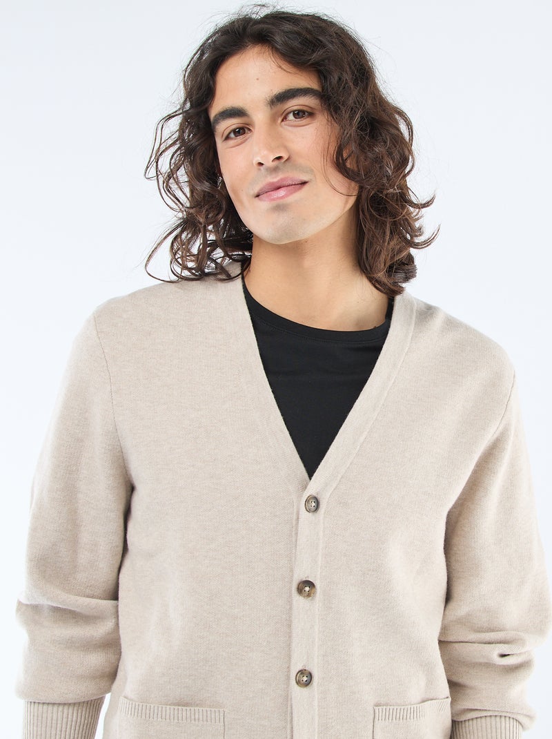 Einfarbiger Cardigan Beige - Kiabi