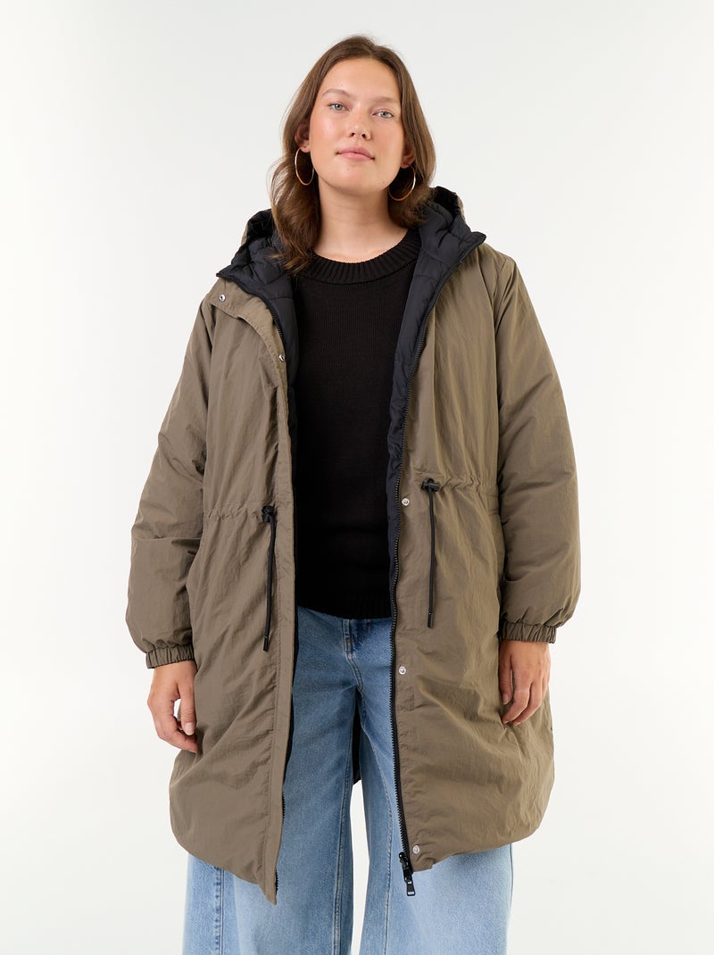 Einfarbiger Kapuzenparka Grün - Kiabi