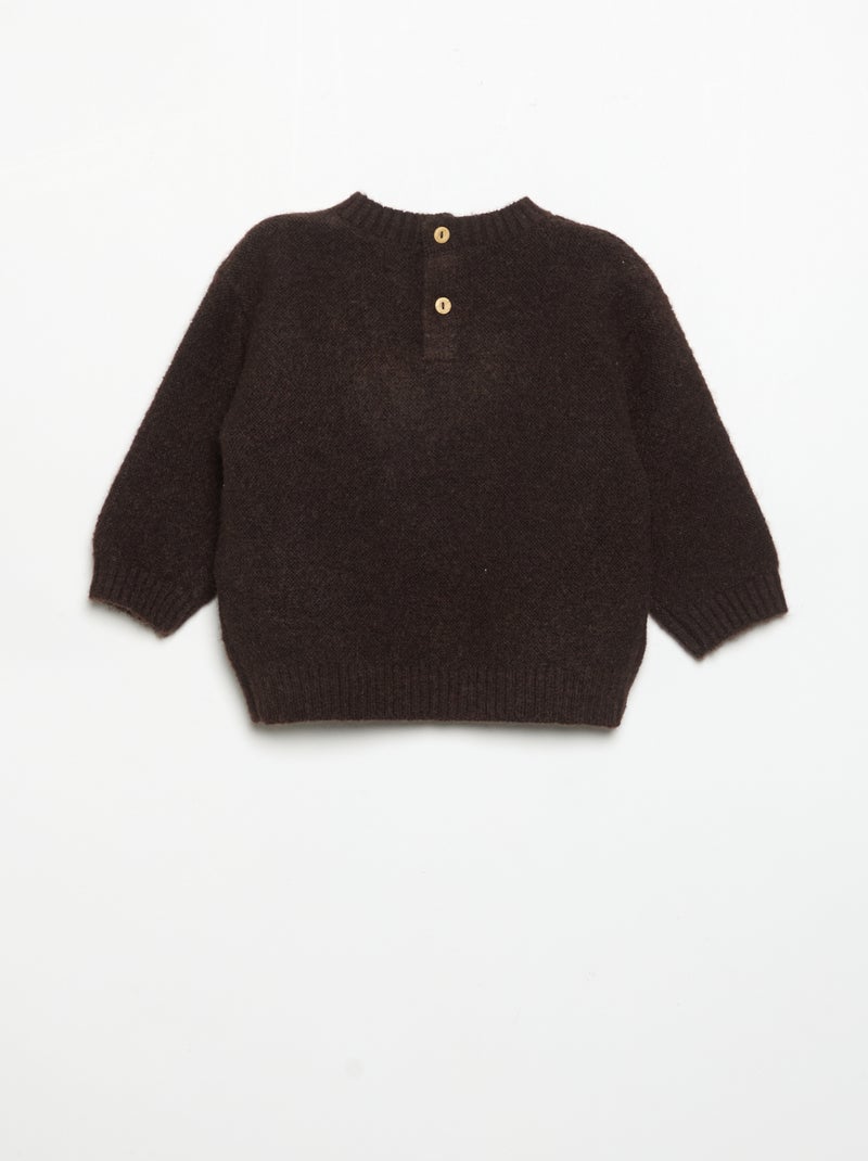 Einfarbiger Pulli mit kleiner 'Fuchs'-Stickerei Braun - Kiabi