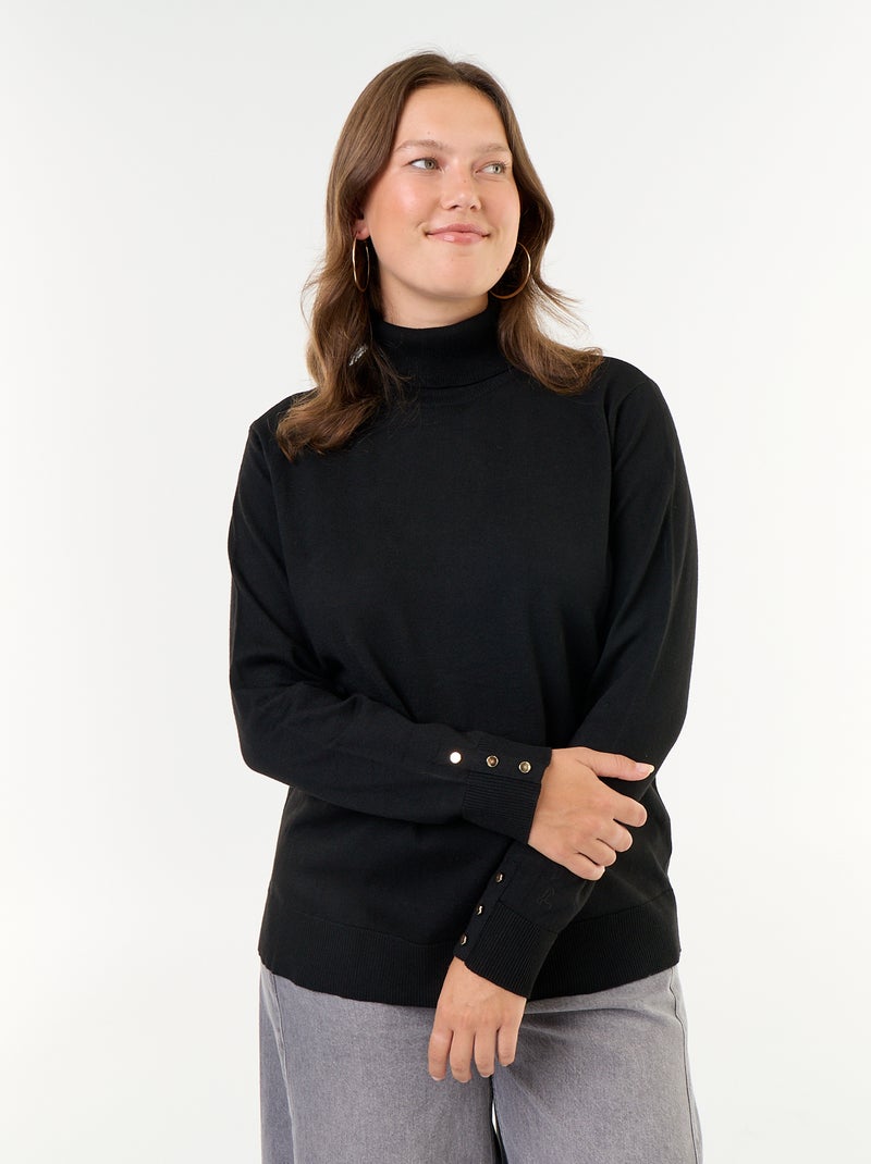 Einfarbiger Rollkragenpullover Noir - Kiabi