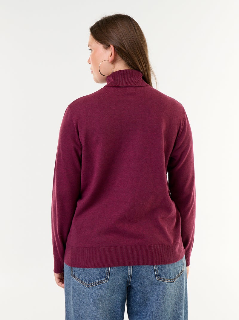 Einfarbiger Rollkragenpullover Rose - Kiabi