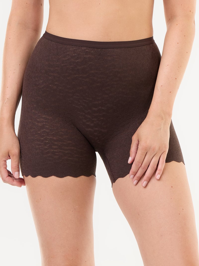 Einfarbiger Spitzen-Shorty Braun - Kiabi