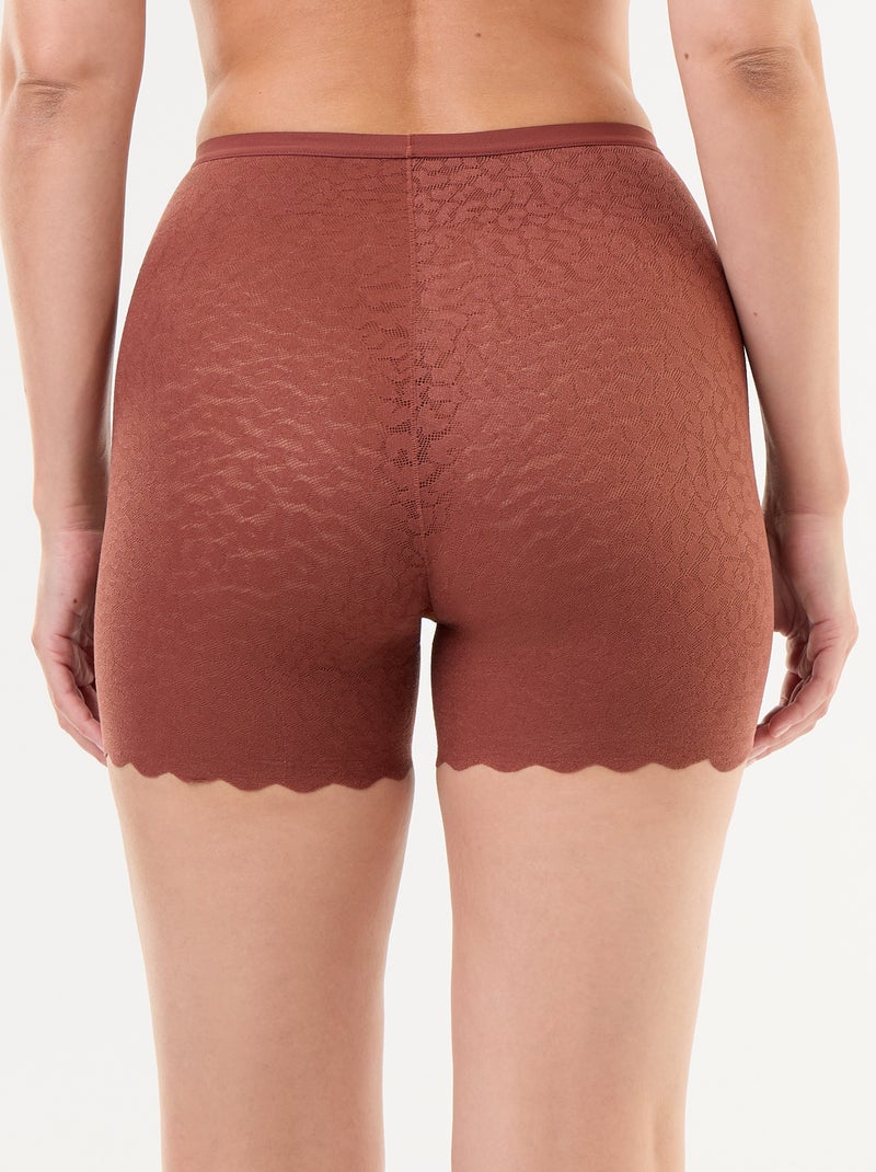 Einfarbiger Spitzen-Shorty Braun - Kiabi