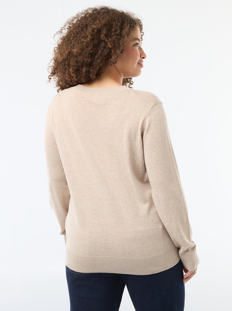 Einfarbiger Strick-Cardigan Beige - Kiabi