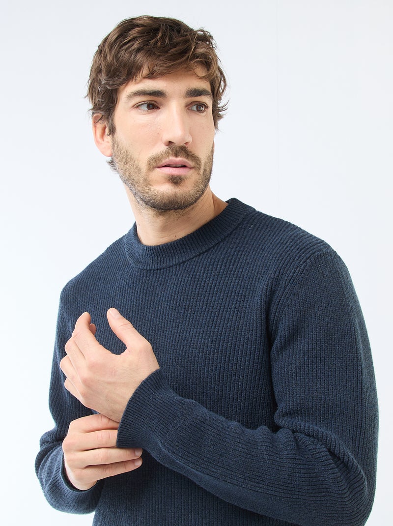 Einfarbiger warmer Pullover Marineblau - Kiabi