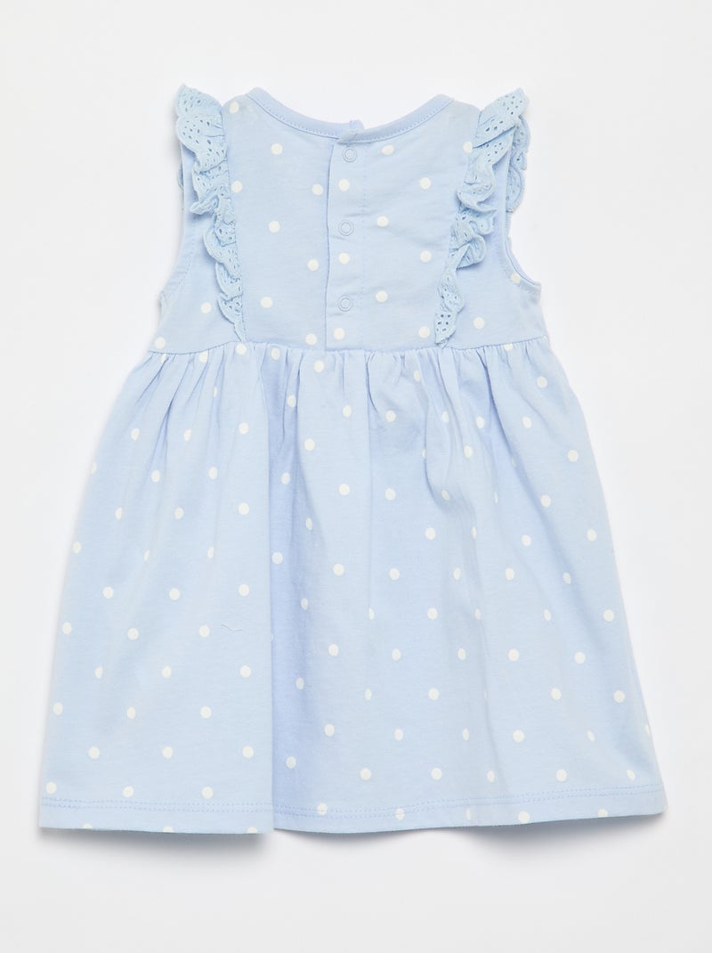 Einfarbiges ärmelloses 'Disney'-Kleid mit Rüsche am Brustlatz Blau - Kiabi