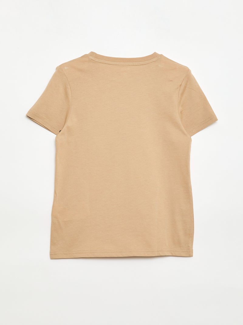 Einfarbiges Basic Jersey-T-Shirt Beige - Kiabi