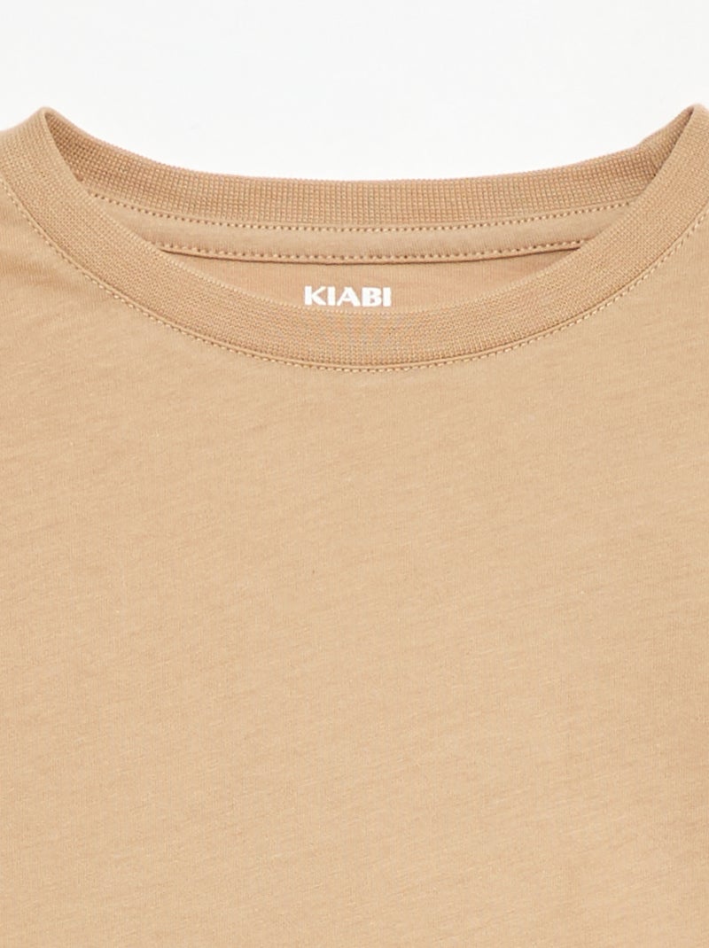 Einfarbiges Basic Jersey-T-Shirt Beige - Kiabi