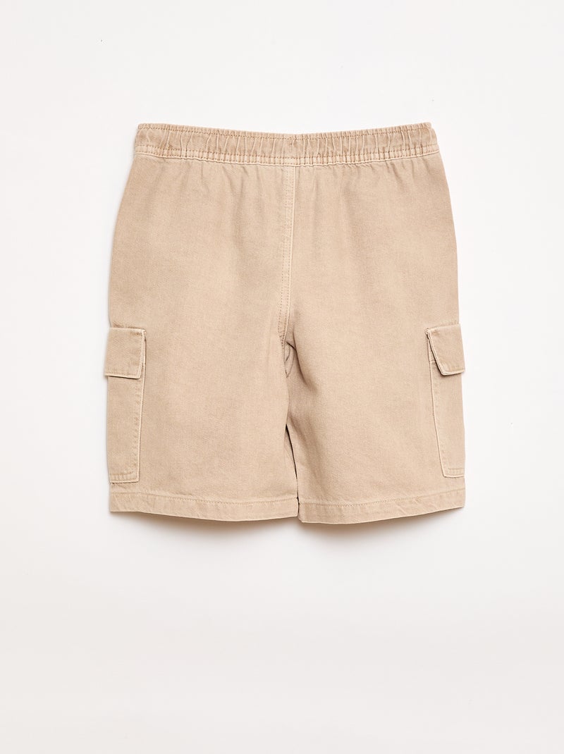 Einfarbiges Baumwoll-Short mit Kordelzug Beige - Kiabi