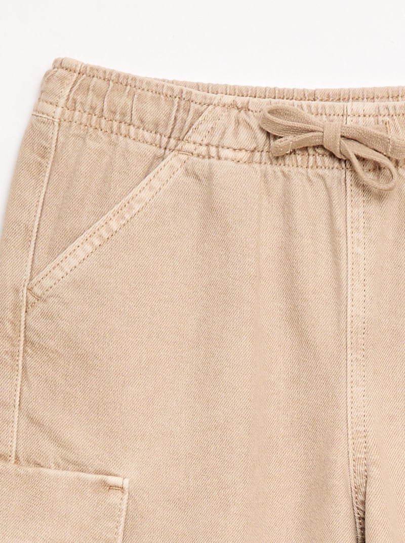 Einfarbiges Baumwoll-Short mit Kordelzug Beige - Kiabi