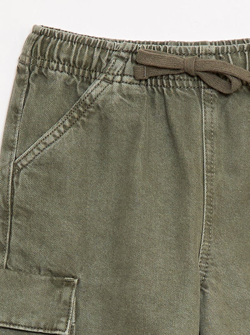 Einfarbiges Baumwoll-Short mit Kordelzug Grün - Kiabi