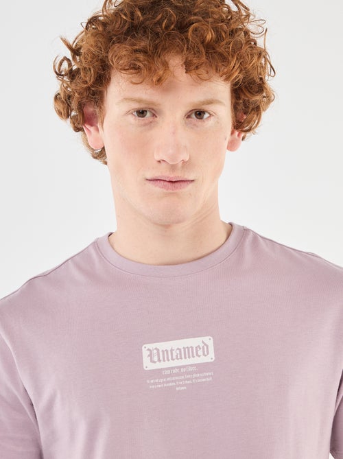 Einfarbiges Baumwoll-T-Shirt mit platziertem Print - Kiabi