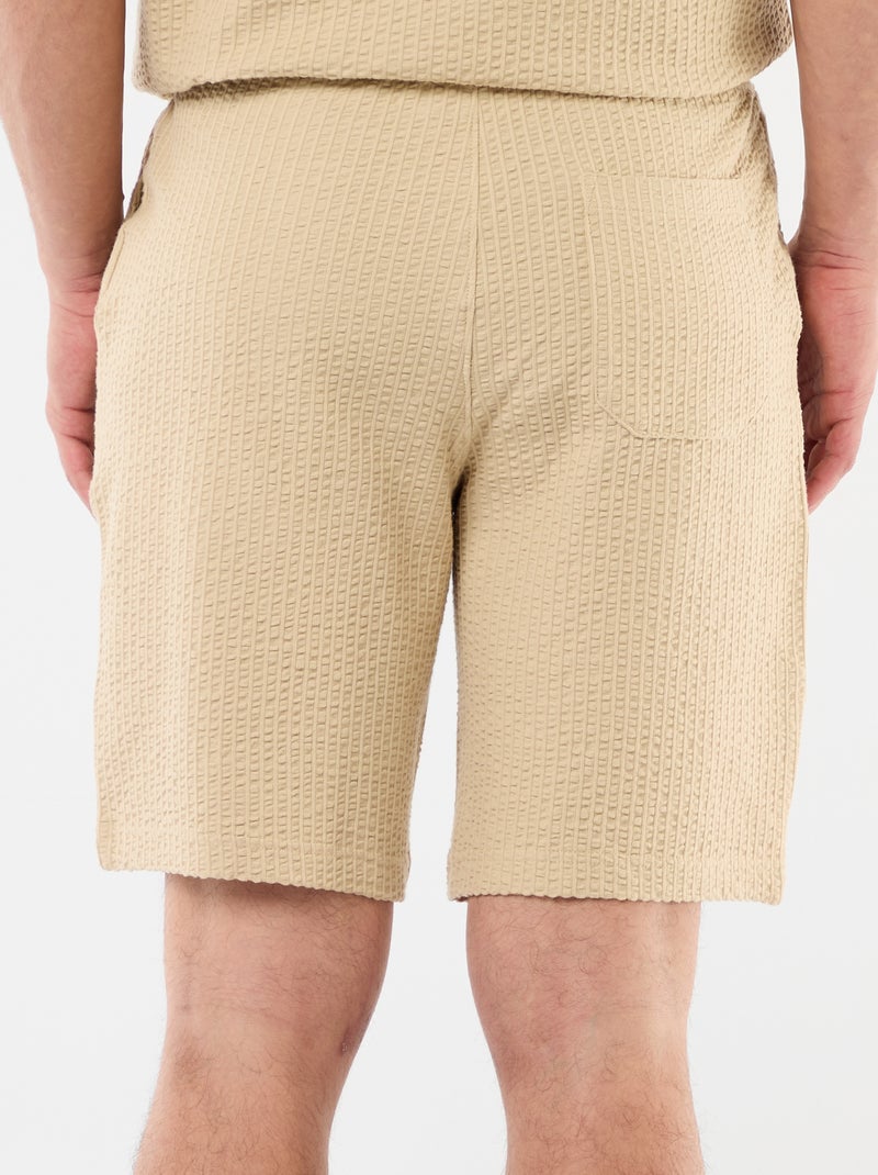 Einfarbiges Bermuda aus schwerem Strick Beige - Kiabi