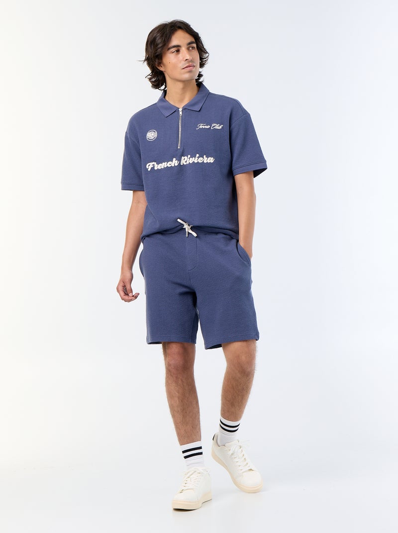 Einfarbiges Bermuda aus schwerem Strick Bleu - Kiabi