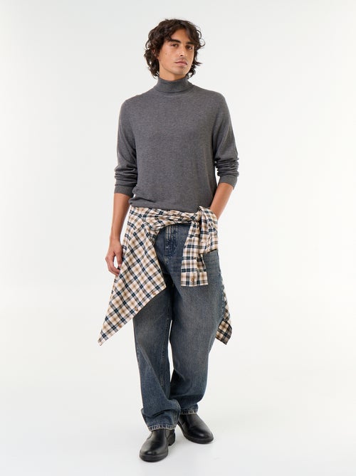 Einfarbiges Feinstrick-Rollkragenshirt - Kiabi