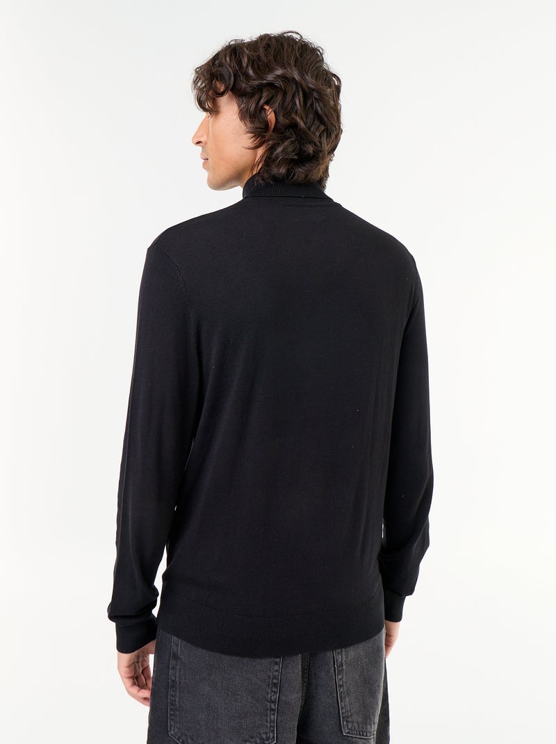 Einfarbiges Feinstrick-Rollkragenshirt Noir - Kiabi