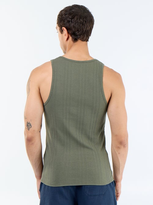 Einfarbiges, geripptes Tanktop - Kiabi