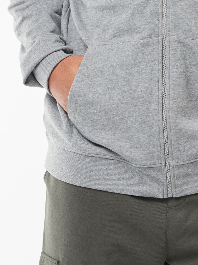 Einfarbiges Kapuzen-Sweatshirt mit Reissverschluss Grau - Kiabi
