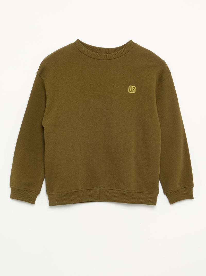 Einfarbiges Kinder-Sweatshirt aus ungebürstetem Molton - Kiabi Khaki - Kiabi