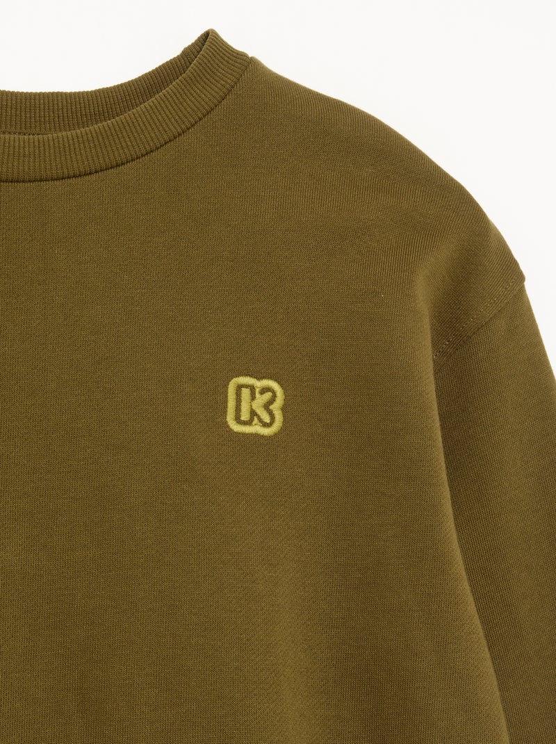 Einfarbiges Kinder-Sweatshirt aus ungebürstetem Molton - Kiabi Khaki - Kiabi