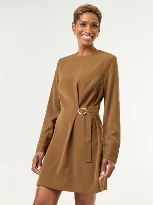 Einfarbiges Kleid mit goldenen Details - Kiabi