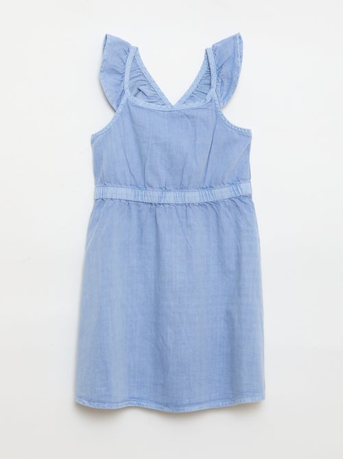 Einfarbiges Kleid mit Rüschenträgern - Kiabi