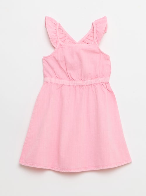 Einfarbiges Kleid mit Rüschenträgern - Kiabi