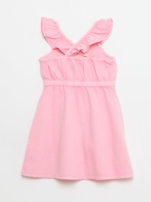 Einfarbiges Kleid mit Rüschenträgern - Kiabi