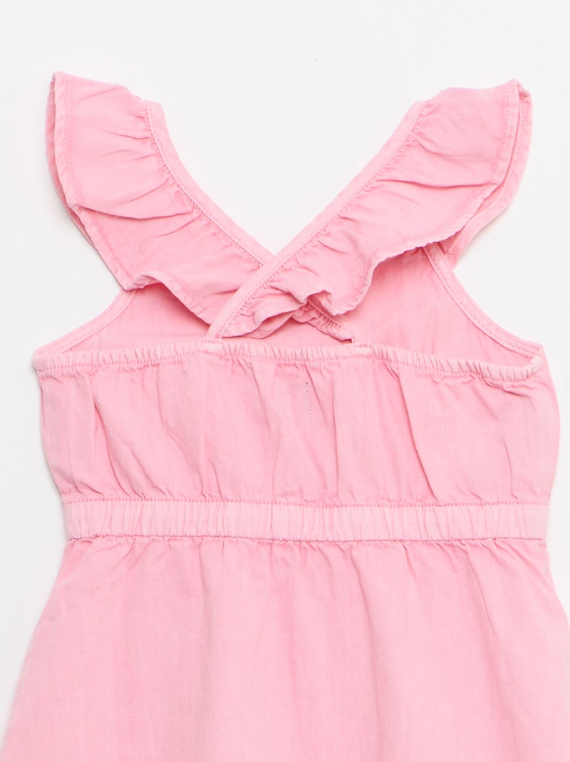 Einfarbiges Kleid mit Rüschenträgern Rosa - Kiabi