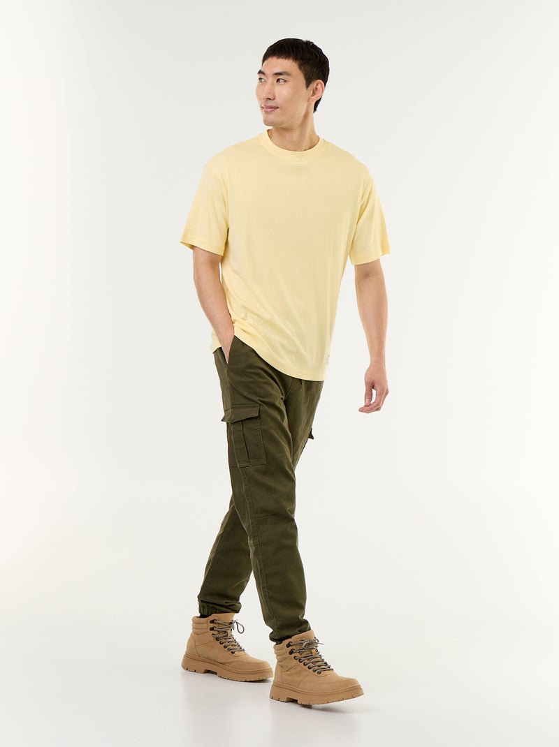 Einfarbiges Kurzarm-T-Shirt mit Rundhalsausschnitt Jaune - Kiabi