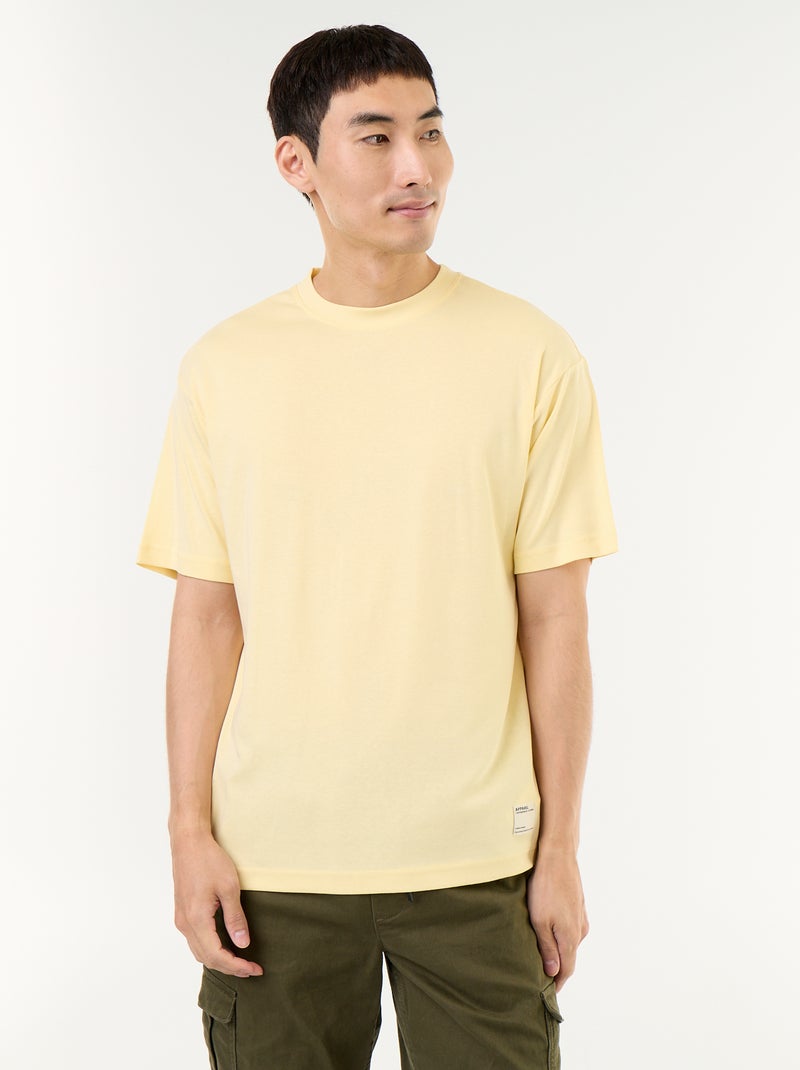 Einfarbiges Kurzarm-T-Shirt mit Rundhalsausschnitt Jaune - Kiabi