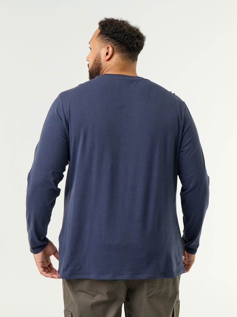 Einfarbiges Langarm-Jersey-T-Shirt Bleu - Kiabi