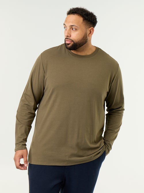 Einfarbiges Langarm-Jersey-T-Shirt - Kiabi