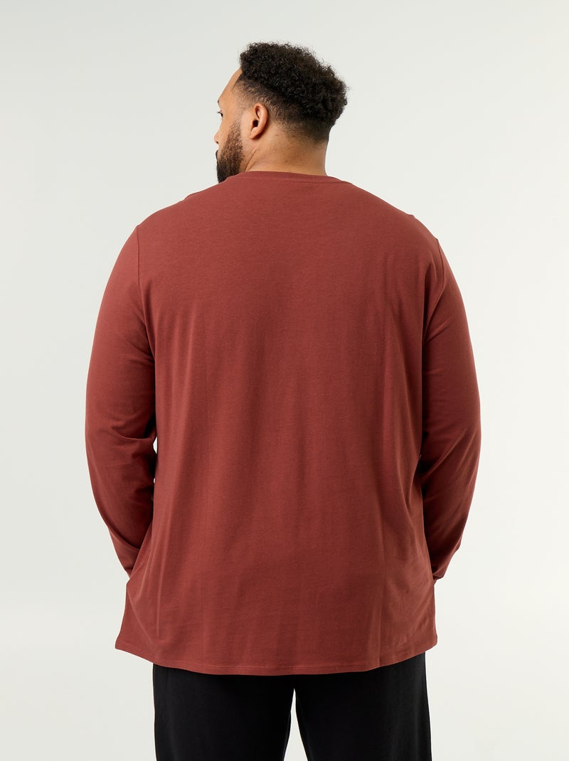Einfarbiges Langarm-Jersey-T-Shirt Marron - Kiabi