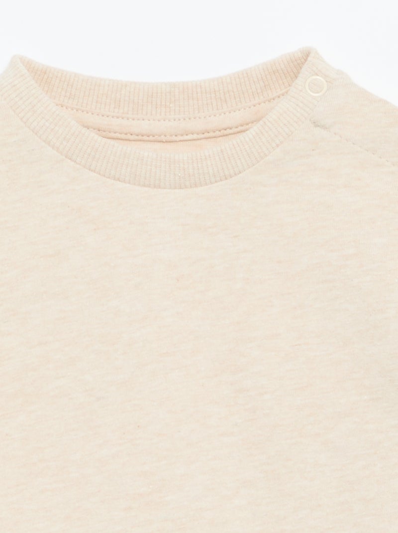 Einfarbiges Langarm-T-Shirt Beige - Kiabi