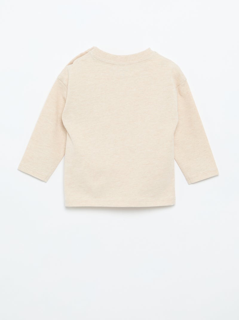 Einfarbiges Langarm-T-Shirt Beige - Kiabi