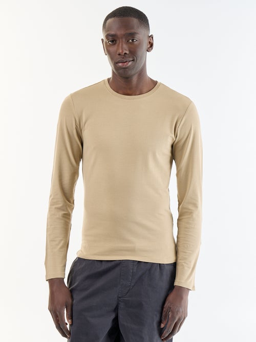 Einfarbiges Langarm-T-Shirt - Kiabi