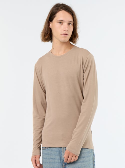 Einfarbiges Langarm-T-Shirt - Kiabi