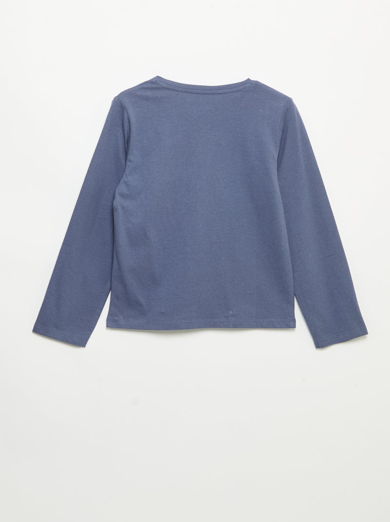 Einfarbiges Langarm-T-Shirt Blau - Kiabi