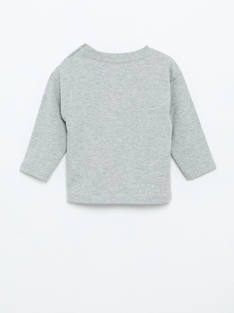 Einfarbiges Langarm-T-Shirt Gris - Kiabi