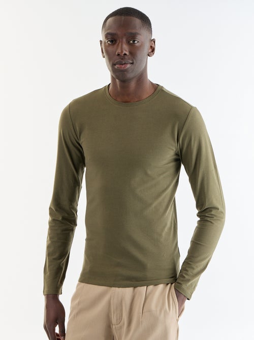Einfarbiges Langarm-T-Shirt - Kiabi