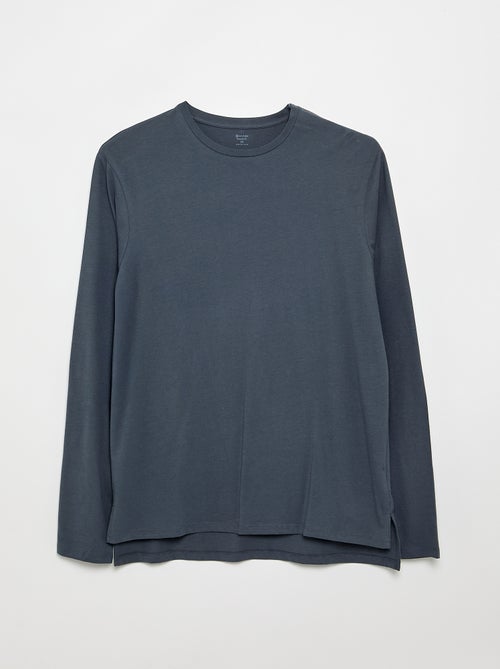 Einfarbiges Langarm-T-Shirt – Kollektion zum einfachen Anziehen - Kiabi