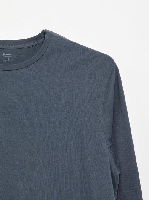 Einfarbiges Langarm-T-Shirt – Kollektion zum einfachen Anziehen - Kiabi