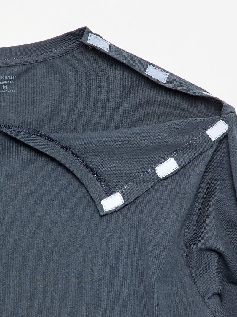 Einfarbiges Langarm-T-Shirt – Kollektion zum einfachen Anziehen Bleu - Kiabi