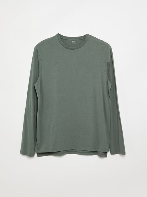 Einfarbiges Langarm-T-Shirt – Kollektion zum einfachen Anziehen - Kiabi