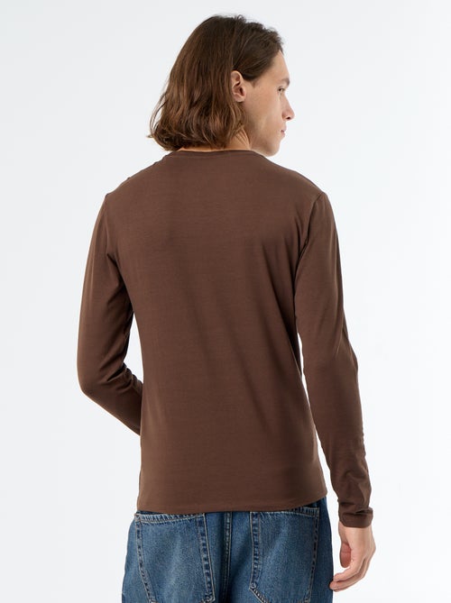 Einfarbiges Langarm-T-Shirt - Kiabi