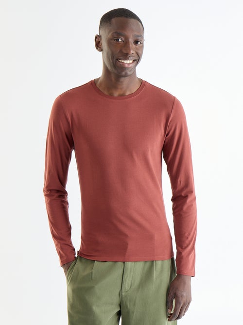 Einfarbiges Langarm-T-Shirt - Kiabi