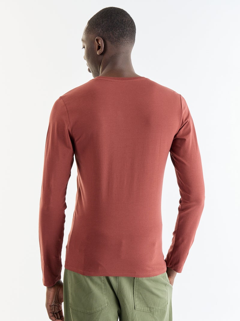 Einfarbiges Langarm-T-Shirt Marron - Kiabi